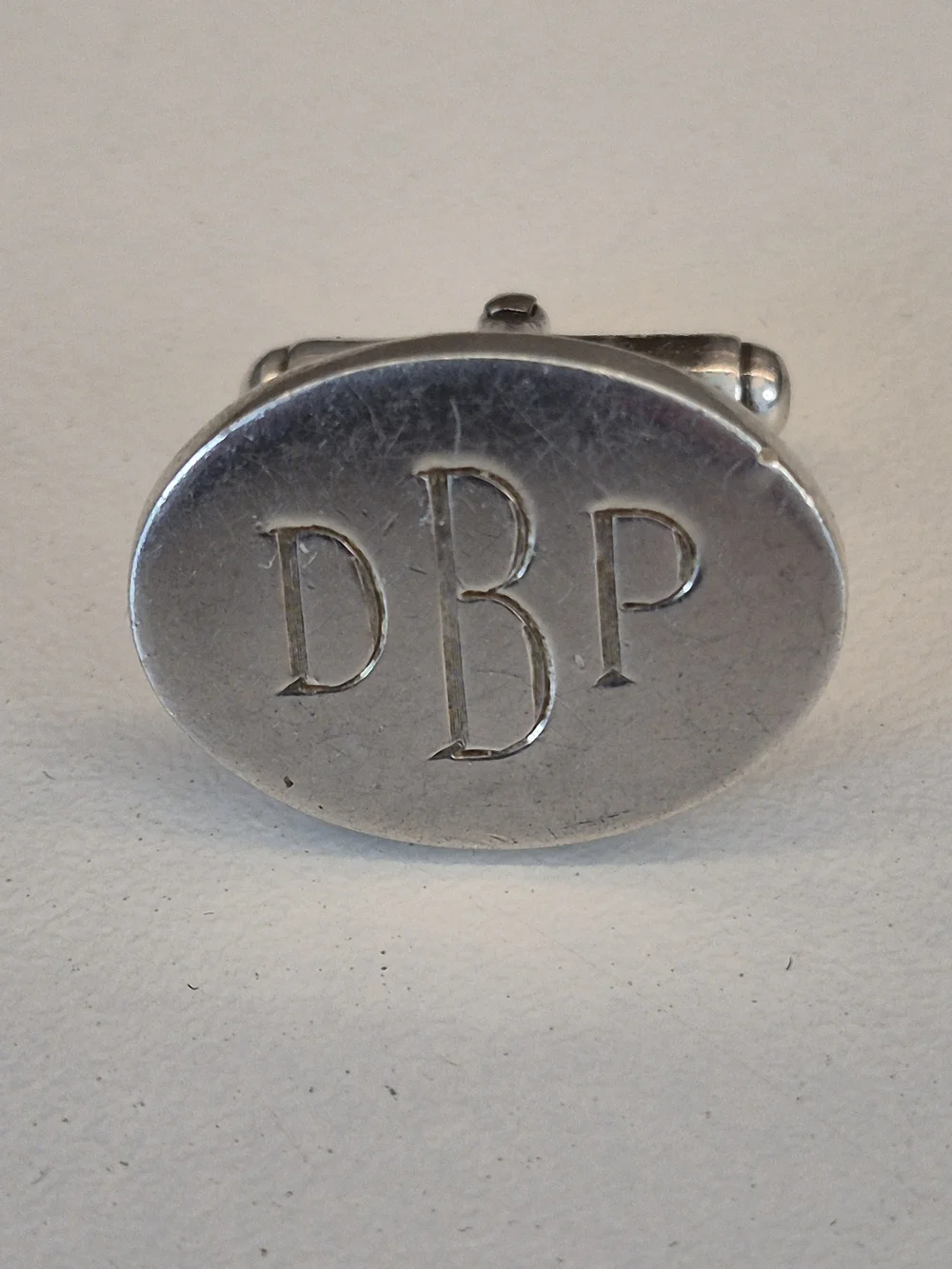 Tiffany & Co. Silver Oval Monogram DBP Single Cufflink